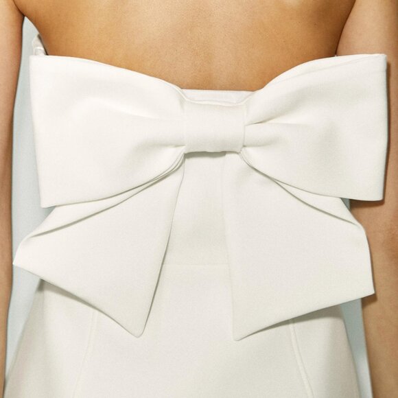 White Strapless Bow Dress - Picture 2 of 4